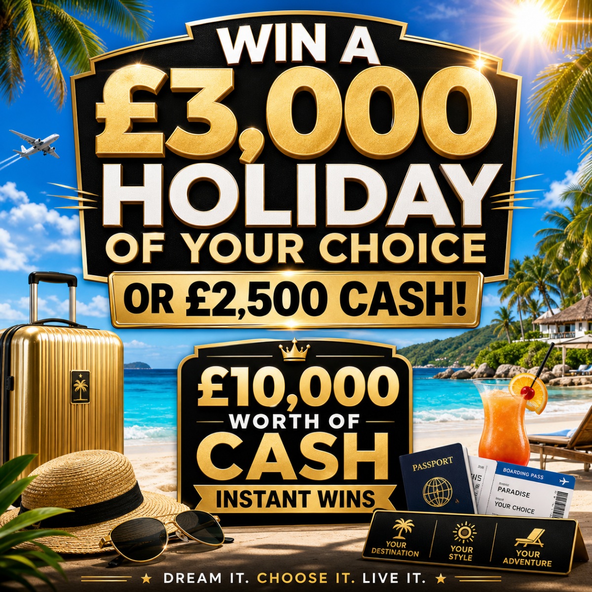 £3,000 Holiday OR £2,500 CASH! ☀️