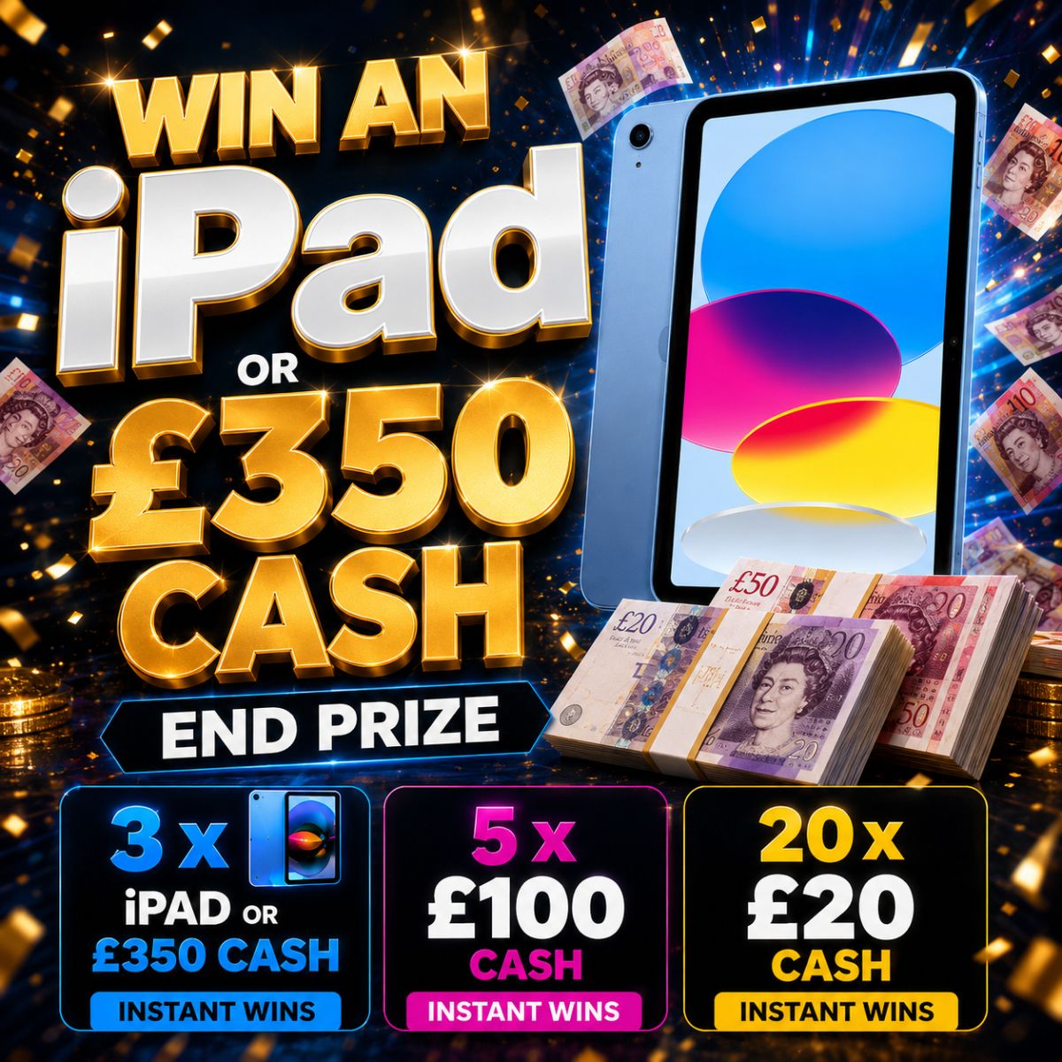 iPad 128GB OR £350 🍎 + Instant Wins 💷